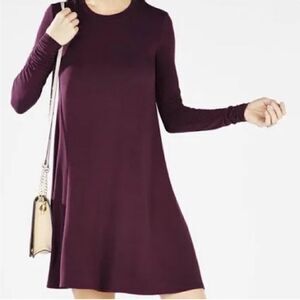 BCBGmaxazaria Jeanna Bordeaux plum burgundy long sleeve shirt dress size medium
